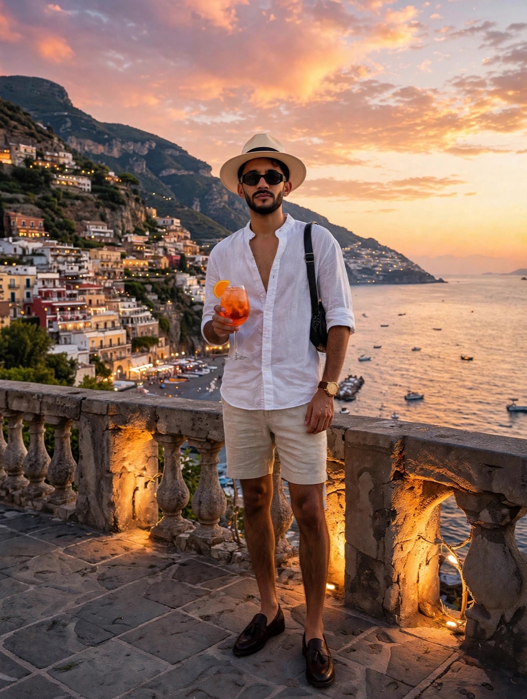Bernardo ao pôr do sol em Positano
